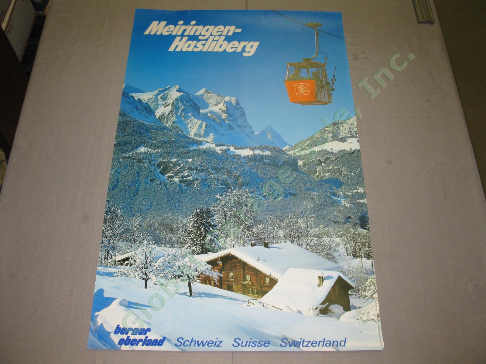Vtg 1960s 1970s Swiss Travel Poster Meiringen-Hasliberg Ski Resort Switzerland