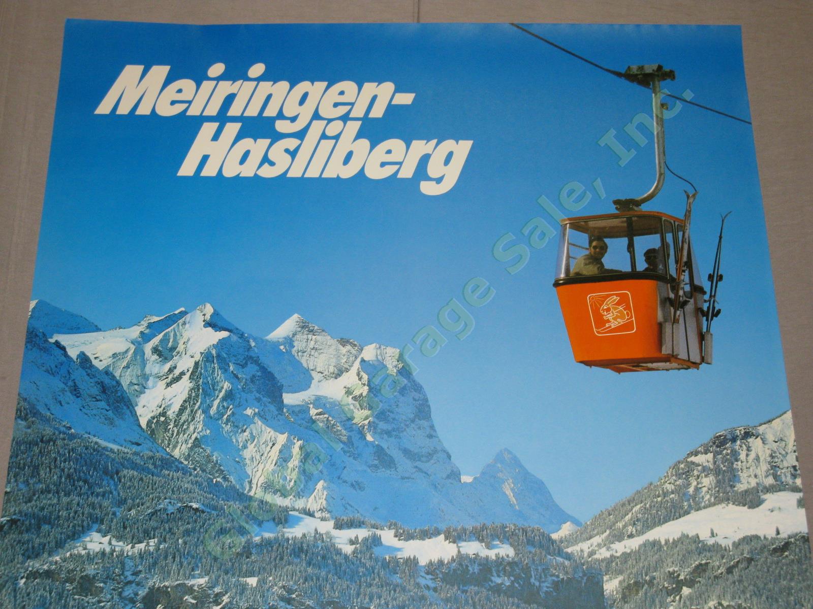 Vtg 1960s 1970s Swiss Travel Poster Meiringen-Hasliberg Ski Resort Switzerland 1