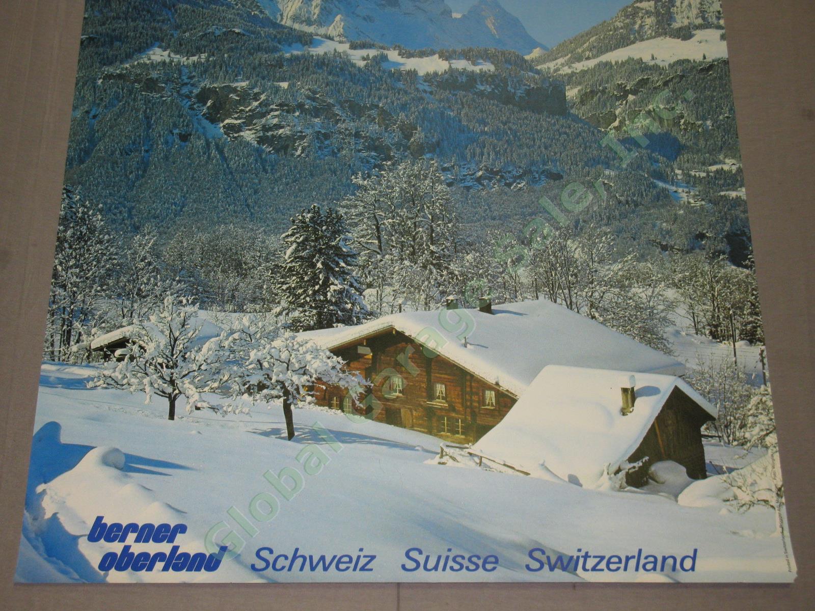 Vtg 1960s 1970s Swiss Travel Poster Meiringen-Hasliberg Ski Resort Switzerland 2