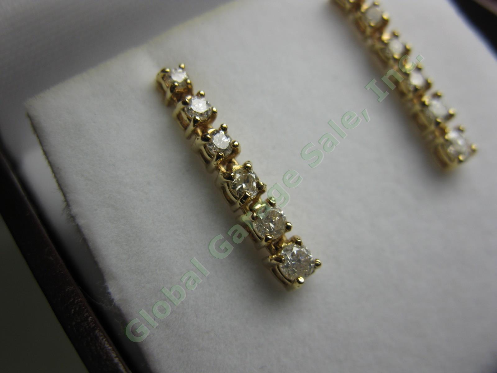 NEW 14K Gold 6-Stone Round Graduated Dangle Drop Diamond .60ct Earrings $1295 NR 1