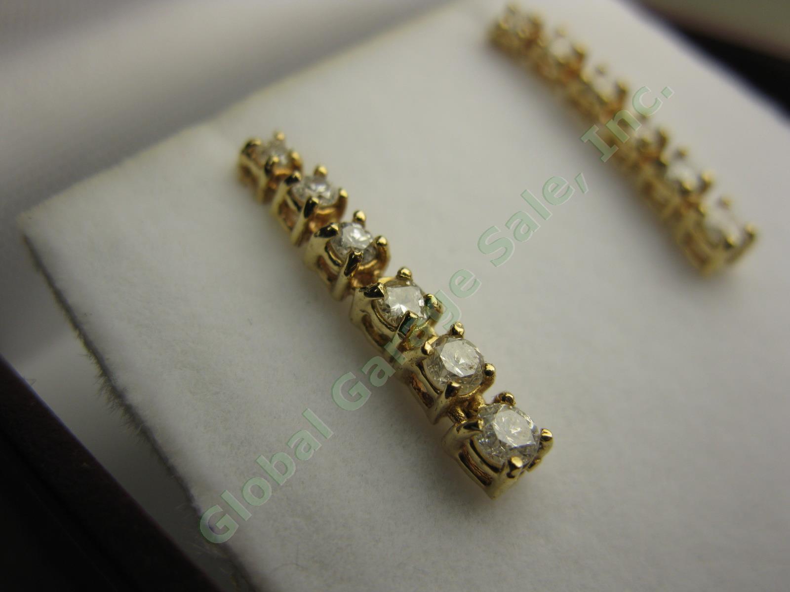 NEW 14K Gold 6-Stone Round Graduated Dangle Drop Diamond .60ct Earrings $1295 NR 2