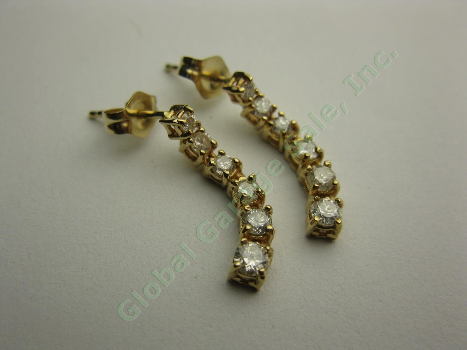 NEW 14K Gold 6-Stone Round Graduated Dangle Drop Diamond .60ct Earrings $1295 NR 4