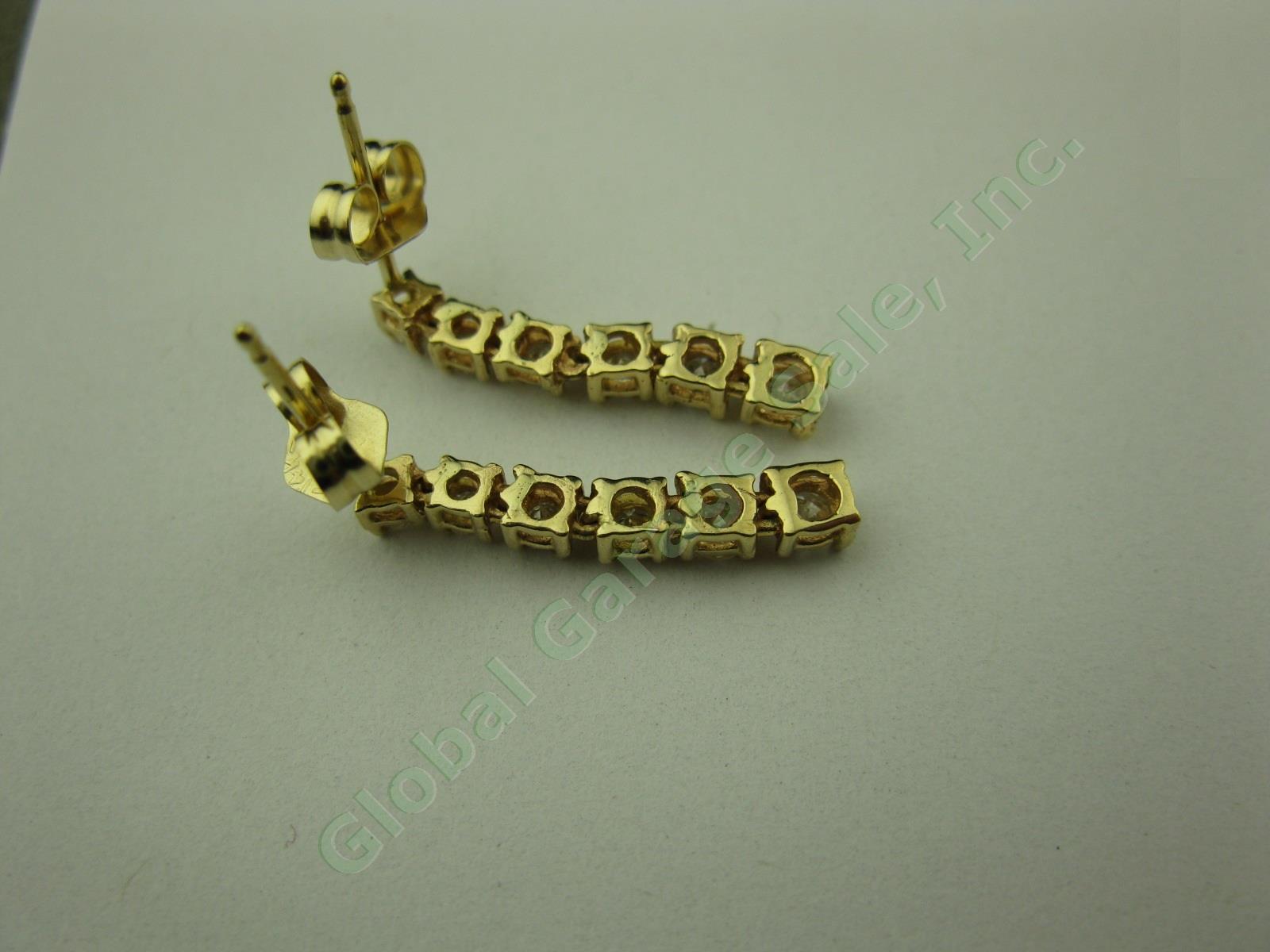 NEW 14K Gold 6-Stone Round Graduated Dangle Drop Diamond .60ct Earrings $1295 NR 6