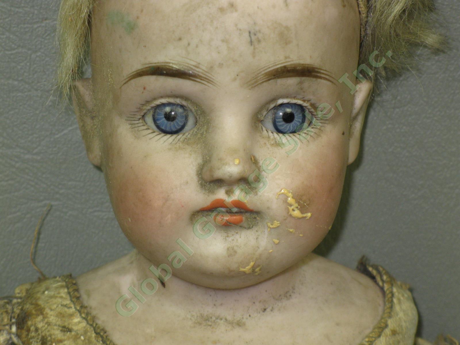 Antique Kestner 154 DEP German Bisque Head Sleep Eye Leather Jointed Body Doll 1