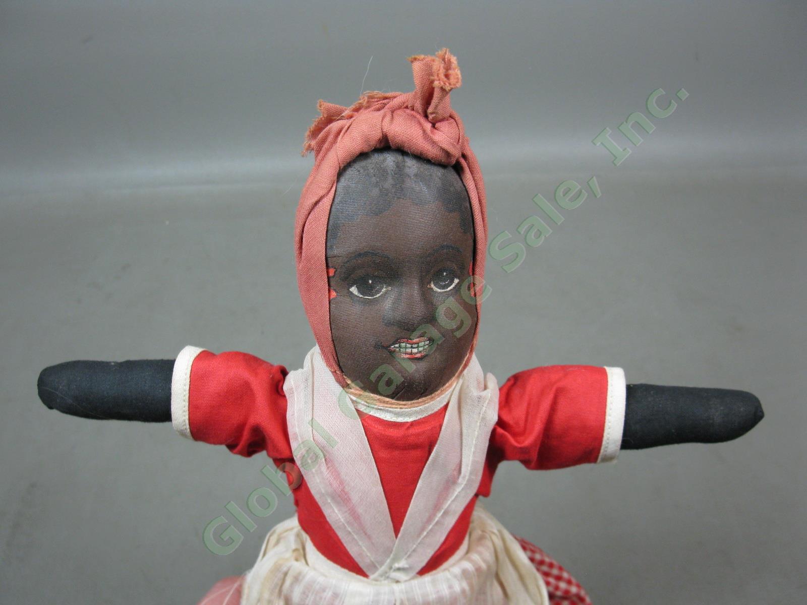Vtg Antique Albert Bruckner Babyland Rag Cloth Black/White Topsy Turvy Doll 1901