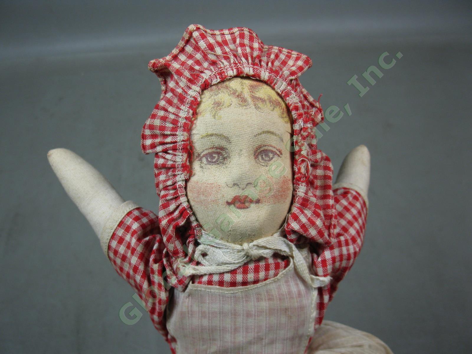 Vtg Antique Albert Bruckner Babyland Rag Cloth Black/White Topsy Turvy Doll 1901 3