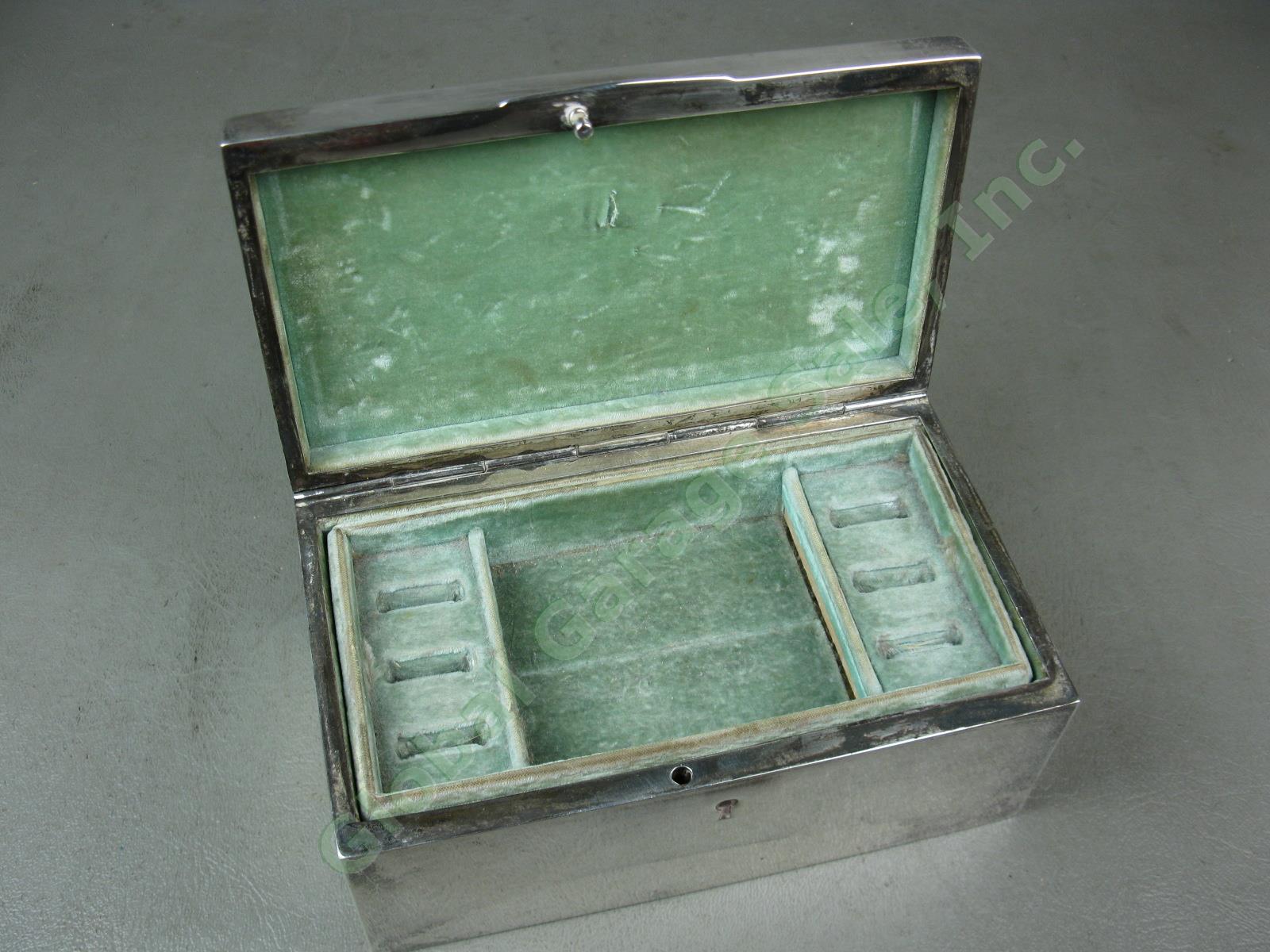 Vtg Antique J.E JE Caldwell Co Hinged Sterling Silver Jewelry Box Monogram 1.5lb 3