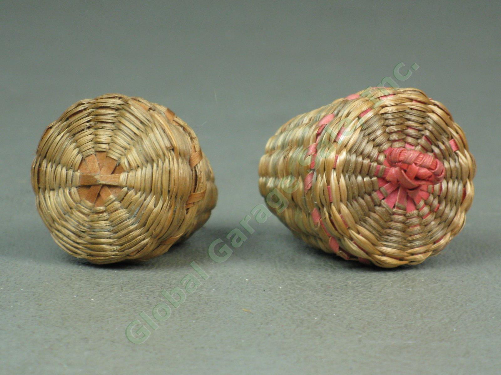 Vtg Antique Sewing Thimbles Sweetgrass Basket + Pincushion Lot Sterling Bakelite 5