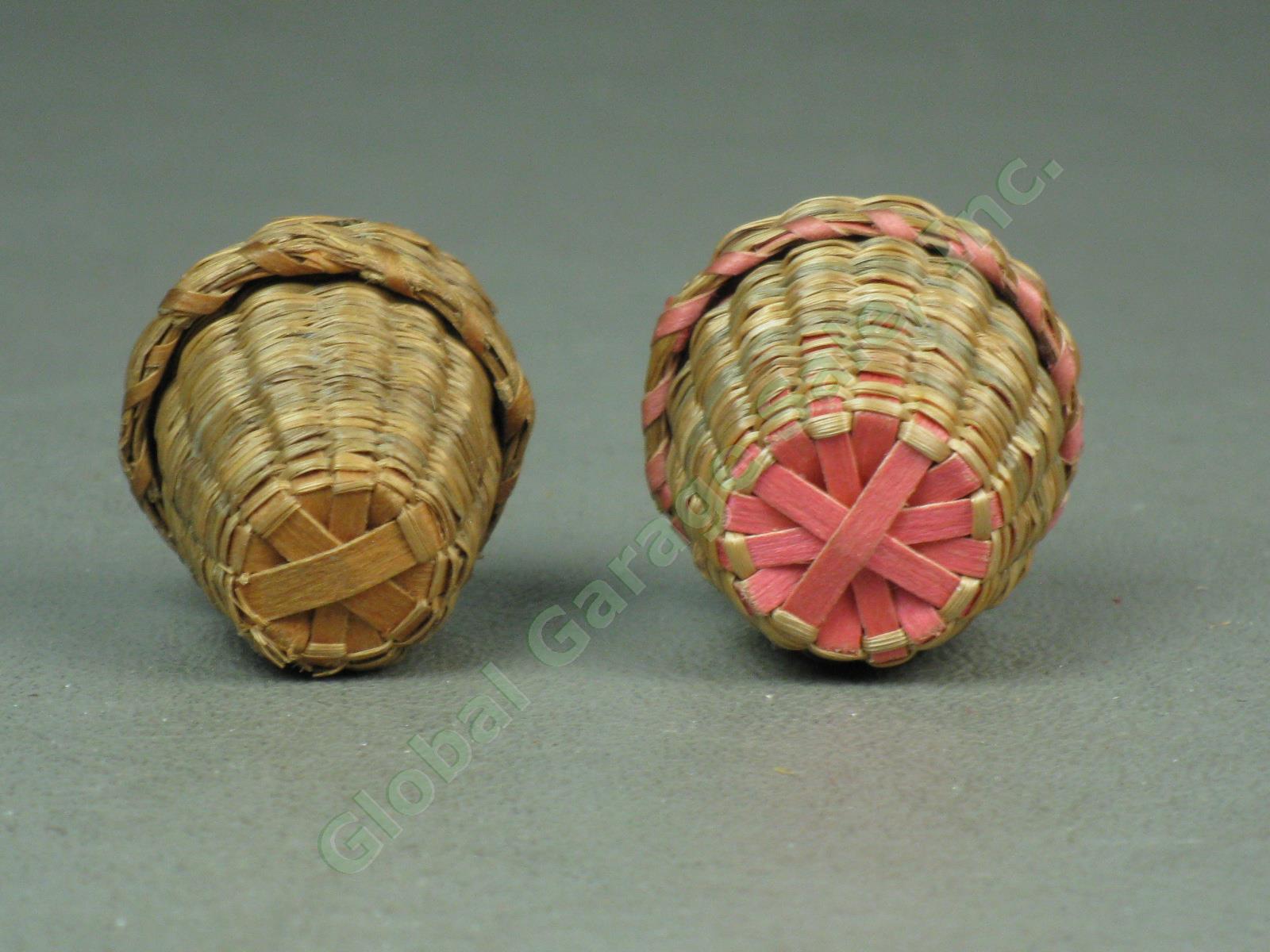 Vtg Antique Sewing Thimbles Sweetgrass Basket + Pincushion Lot Sterling Bakelite 6