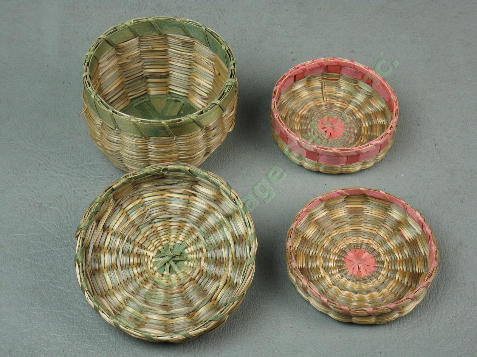 Vtg Antique Sewing Thimbles Sweetgrass Basket + Pincushion Lot Sterling Bakelite 11