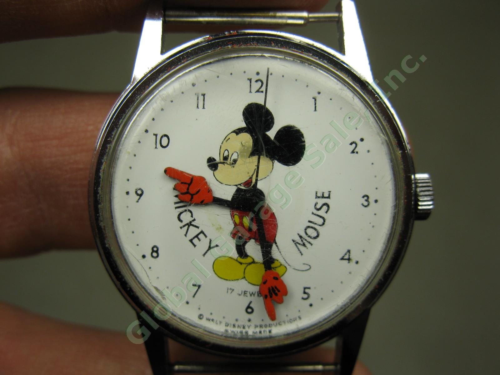 3 Vtg Walt Disney Disneyland Mickey Mouse 17 Jewel Swiss Watch Lot Parts/Repair 3