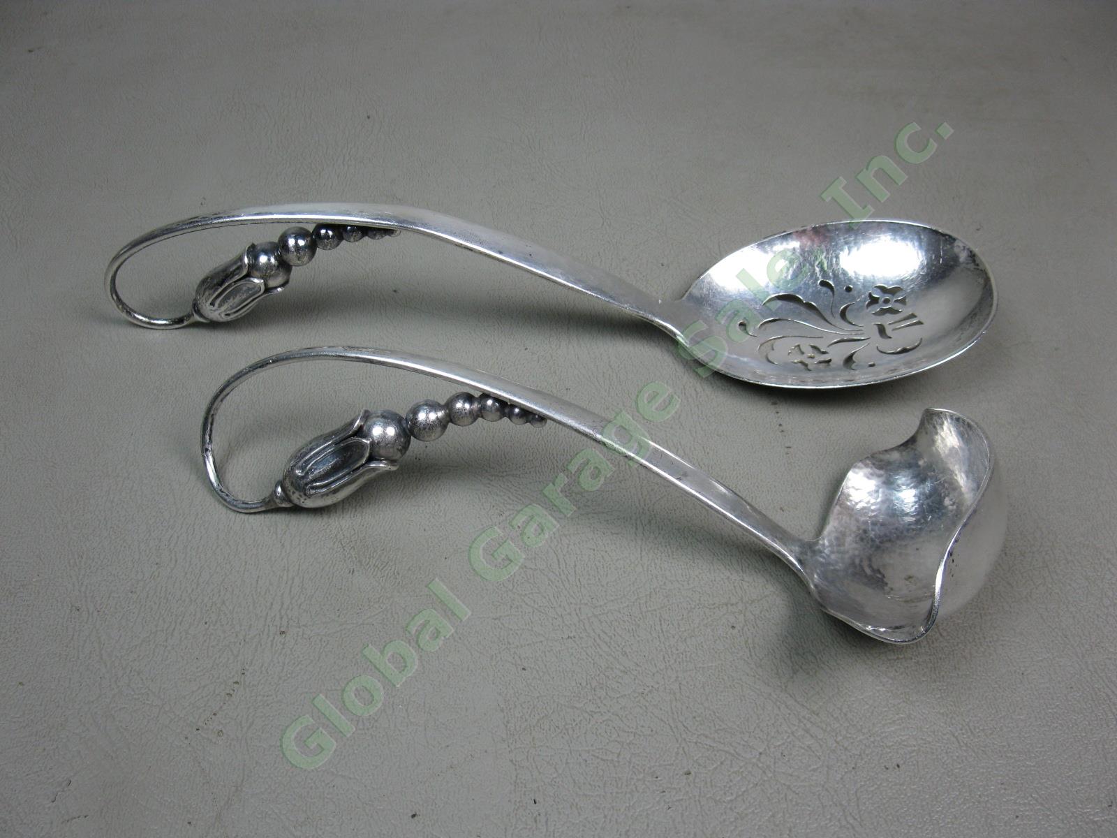 Orla Mogensen Denmark Blossom Sterling Silver 7" Ladle + 9" Serving Spoon 175.7g