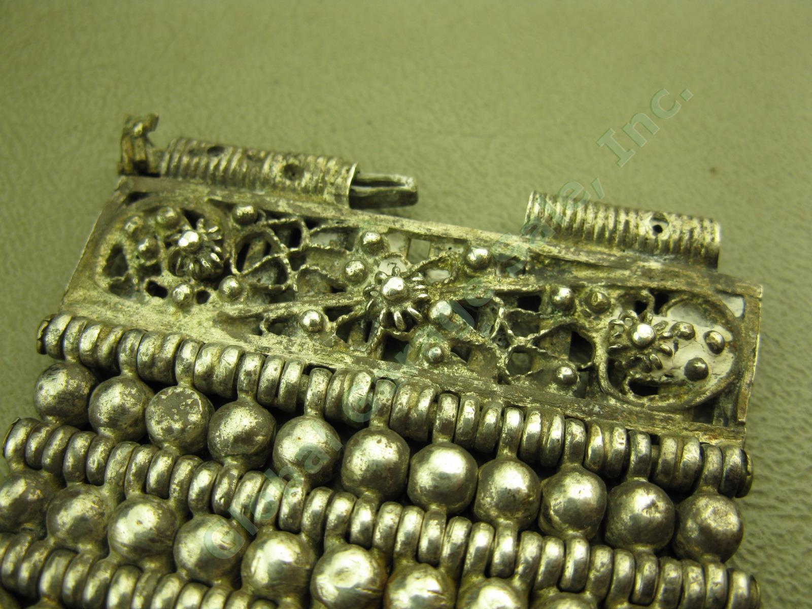 7-1/8" Vtg Antique Palestinian Bedouin Filigree Bracelet 154.4 Grams Eqyptian NR 3