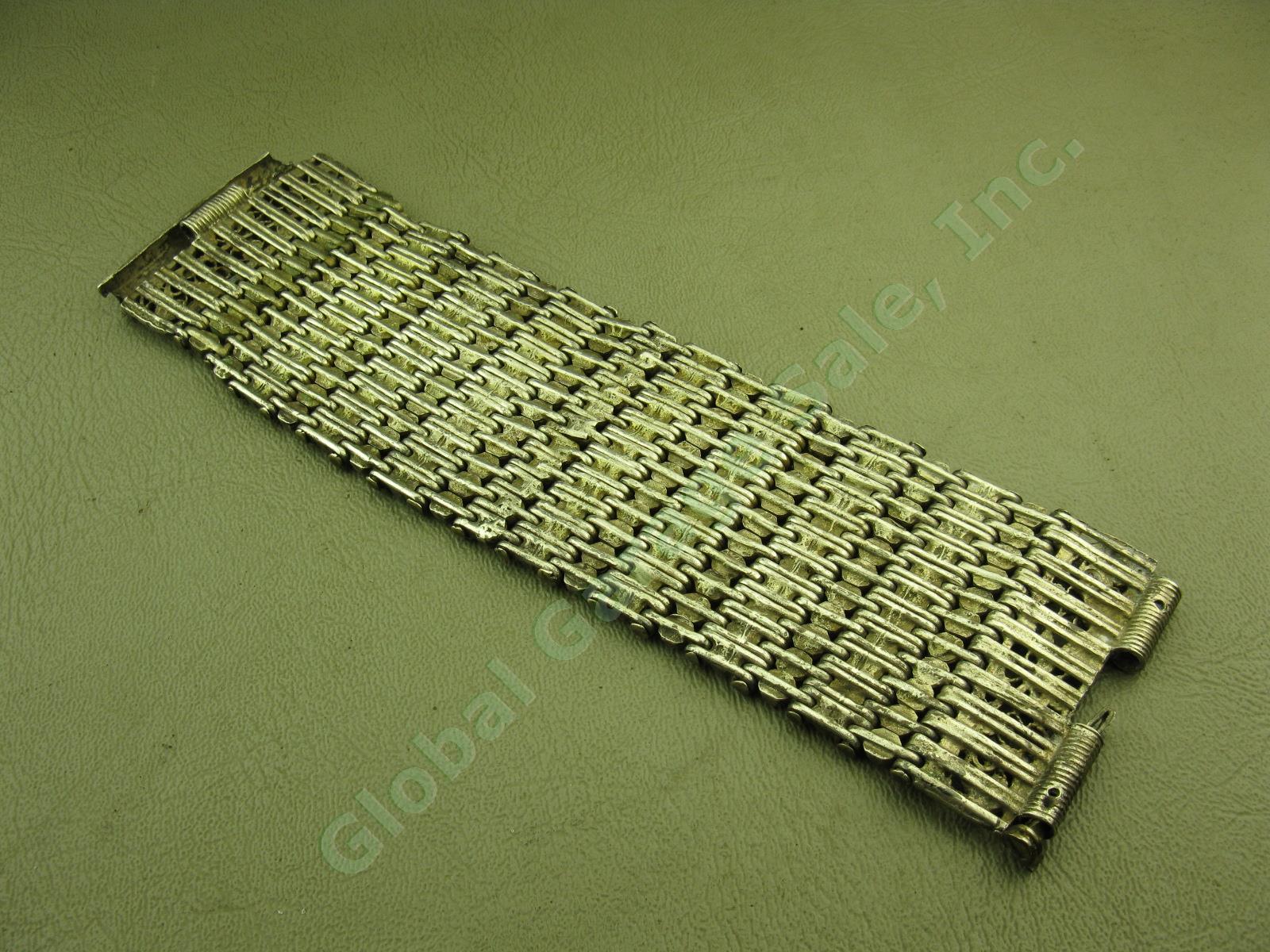 7-1/8" Vtg Antique Palestinian Bedouin Filigree Bracelet 154.4 Grams Eqyptian NR 4