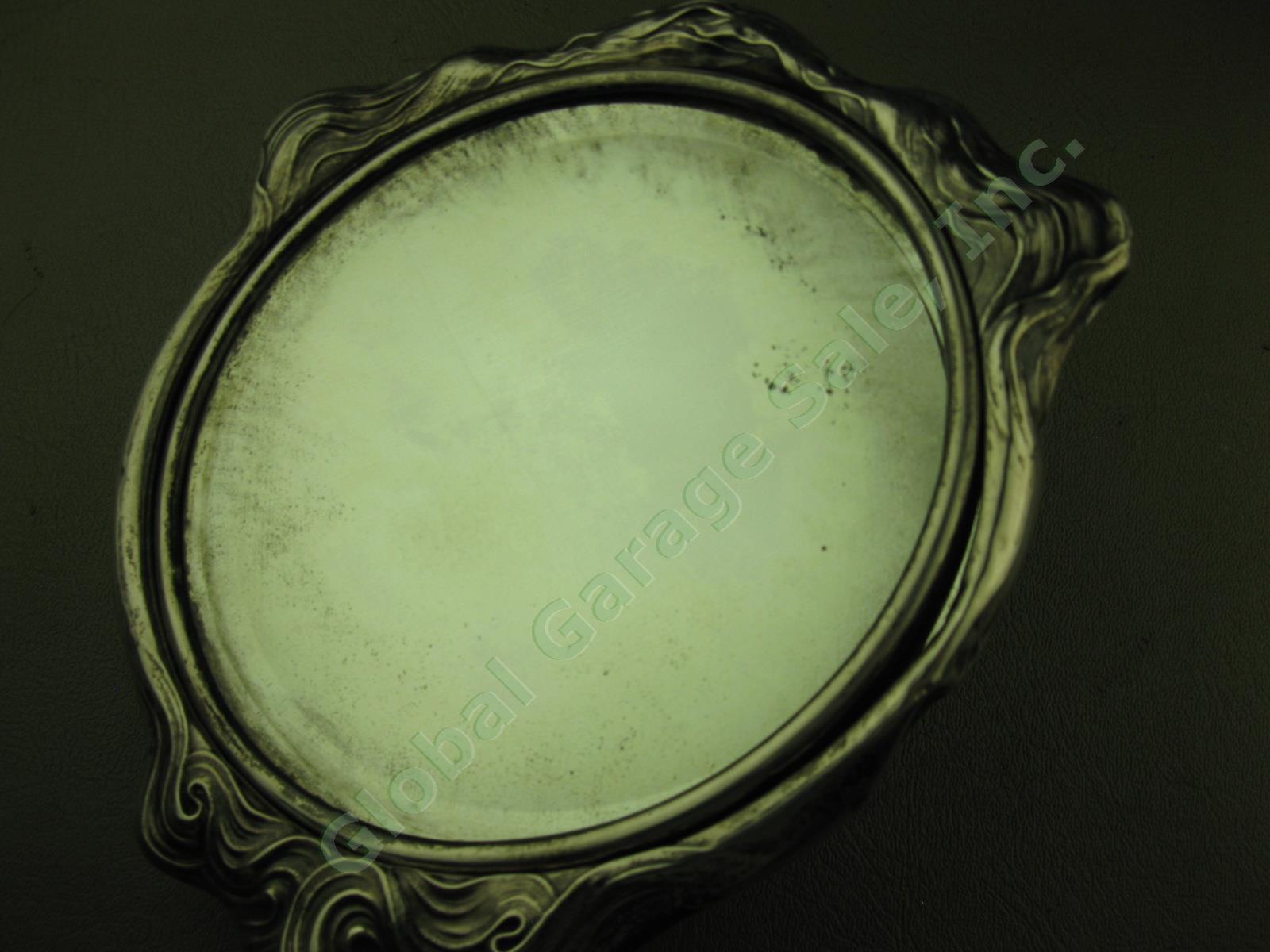 Vtg Antique Unger Bros Art Nouveau Sterling Silver Repousse Vanity Hand Mirror 3