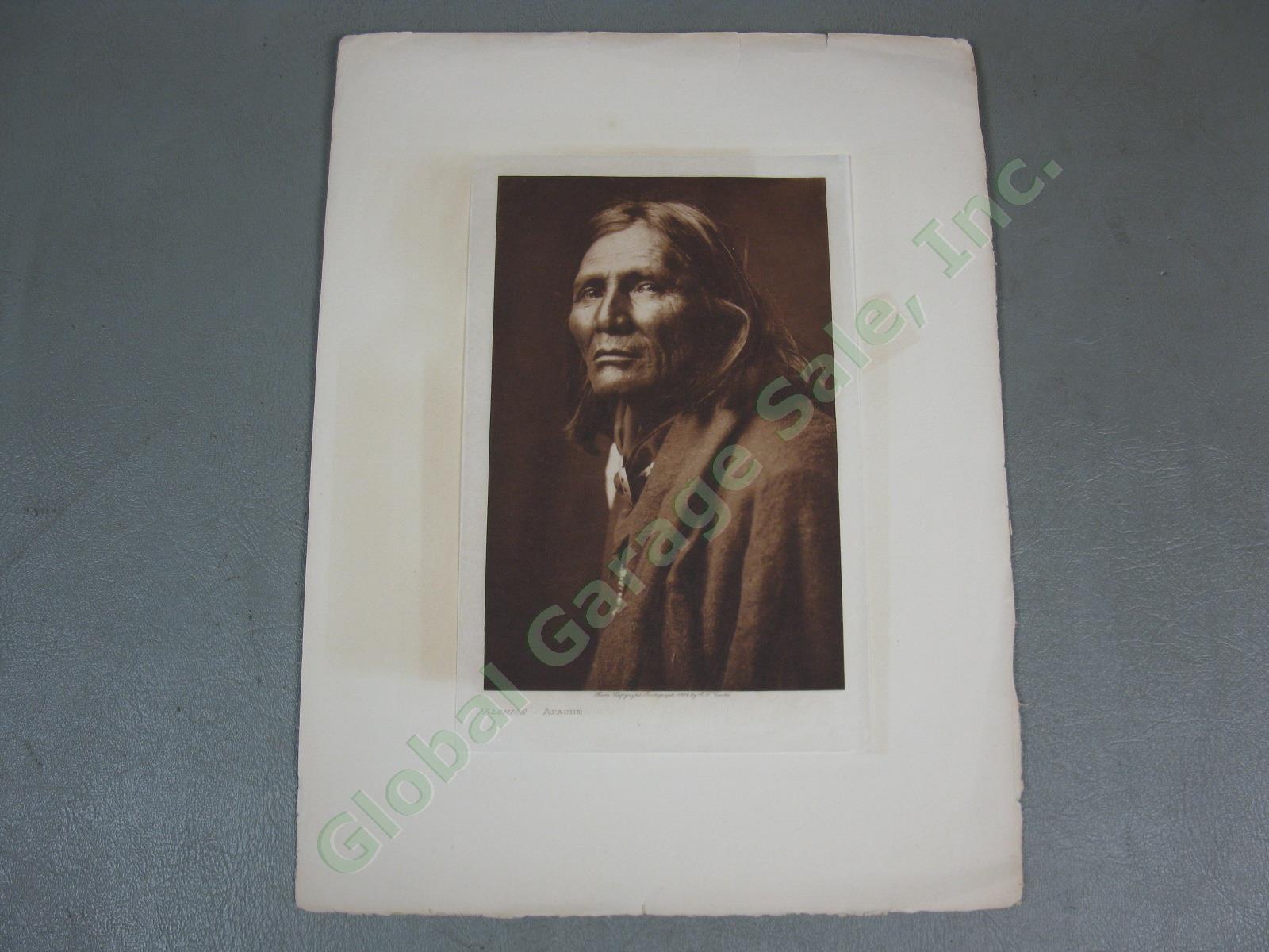 Original Edward Curtis Photo On Japanese Tissue 1906 Alchise Apache Indian Chief