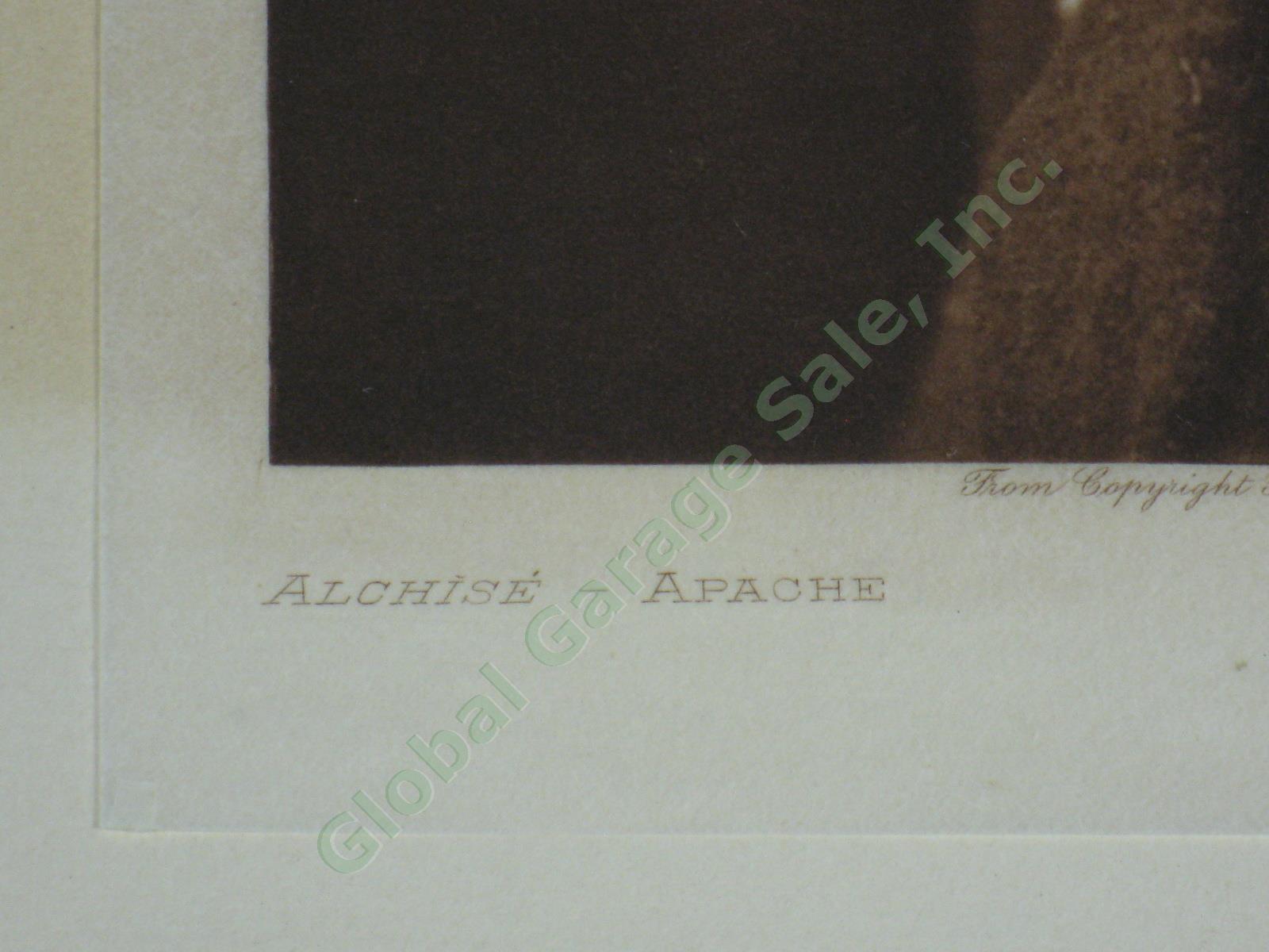Original Edward Curtis Photo On Japanese Tissue 1906 Alchise Apache Indian Chief 3