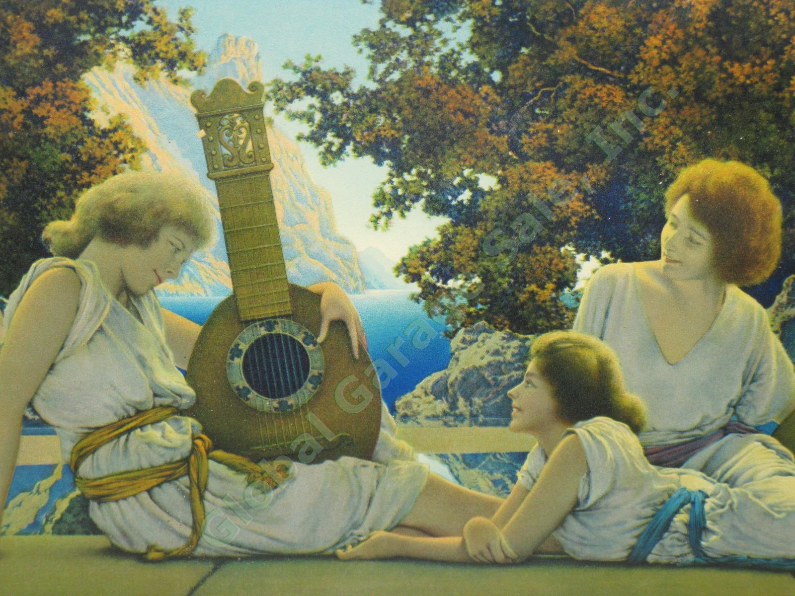 Vtg Framed Maxfield Parrish Lute Players Lithograph Print The House Of Art 20x12 1