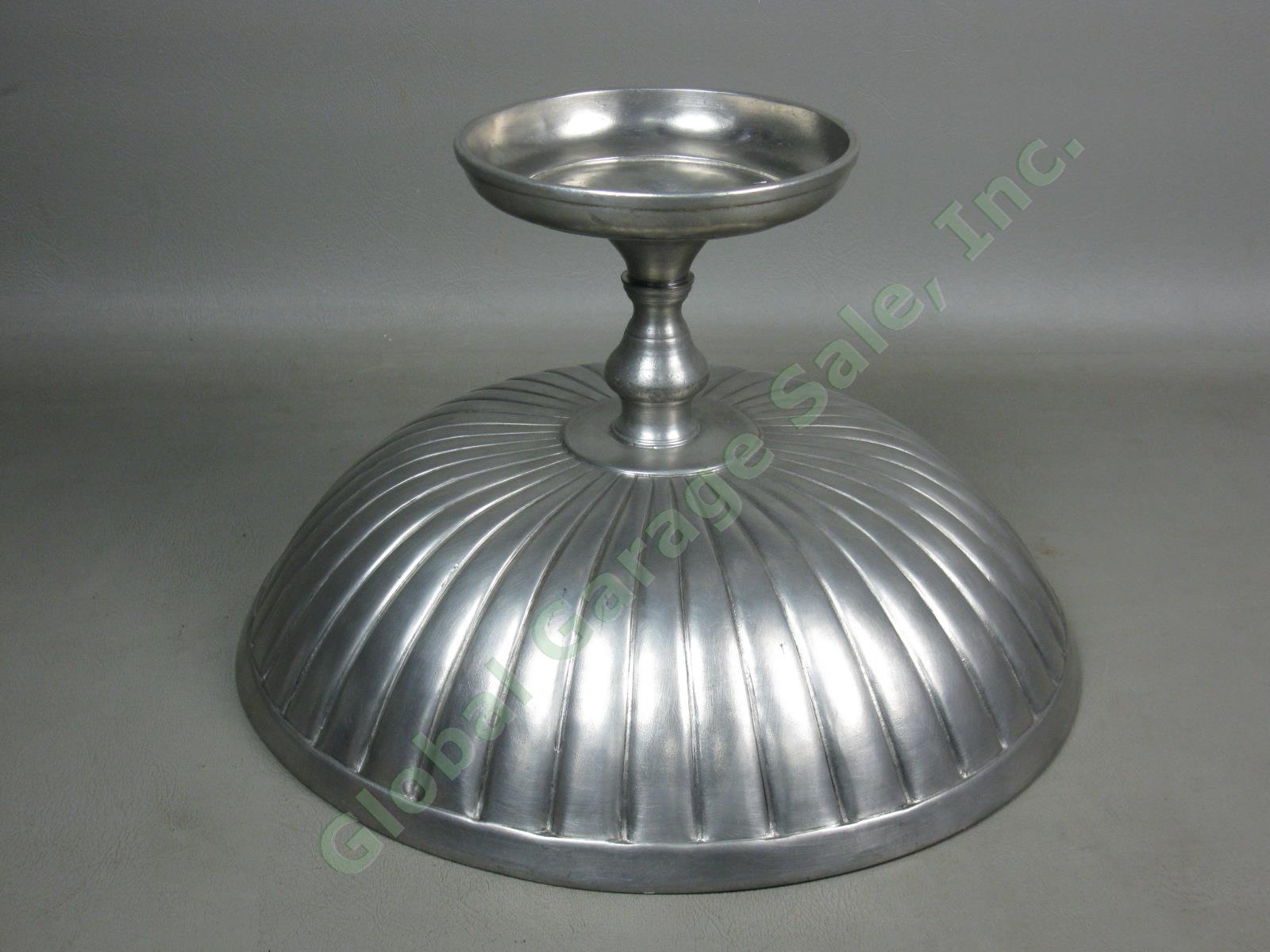 NEW Match Pewter 12" Wide Ribbed Footed Fruit Bowl Etain 95% Made In Italy NR! 2