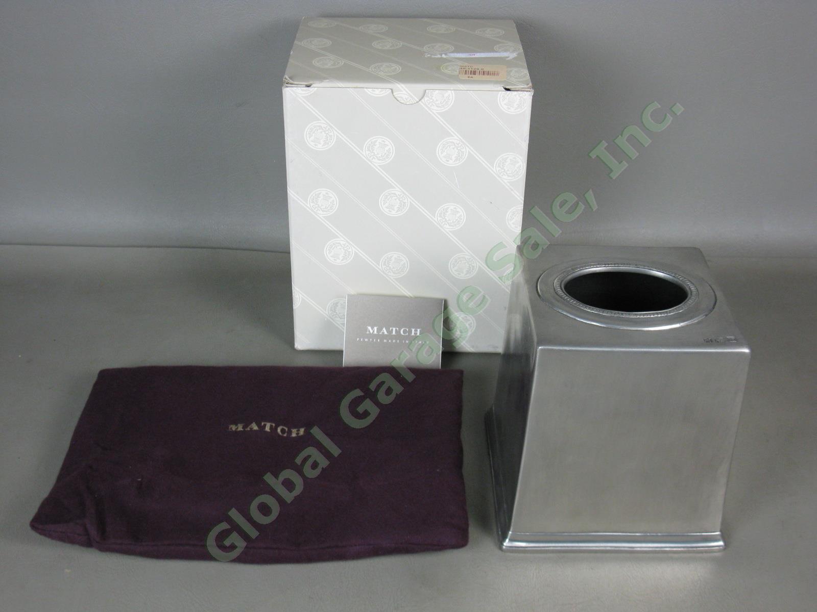 NEW Match Pewter Square Tissue Box Cover Holder Handmade In Italy Retail $280 NR
