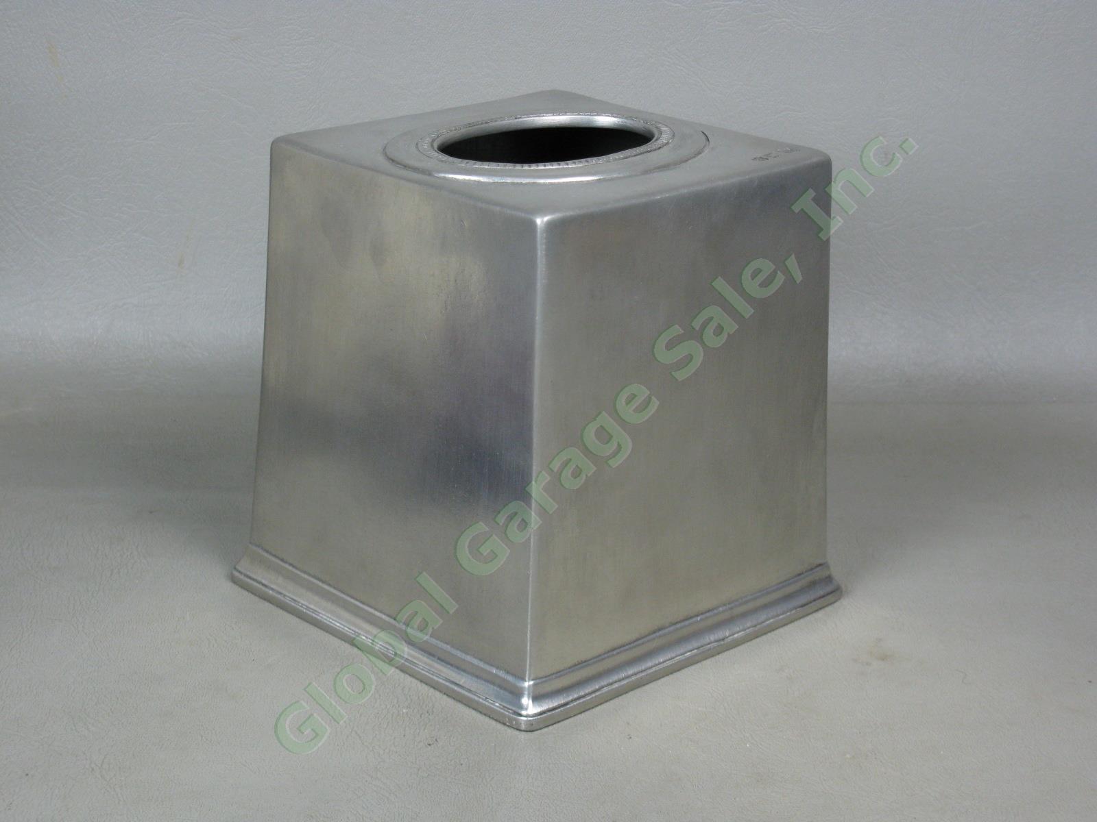 NEW Match Pewter Square Tissue Box Cover Holder Handmade In Italy Retail $280 NR 1