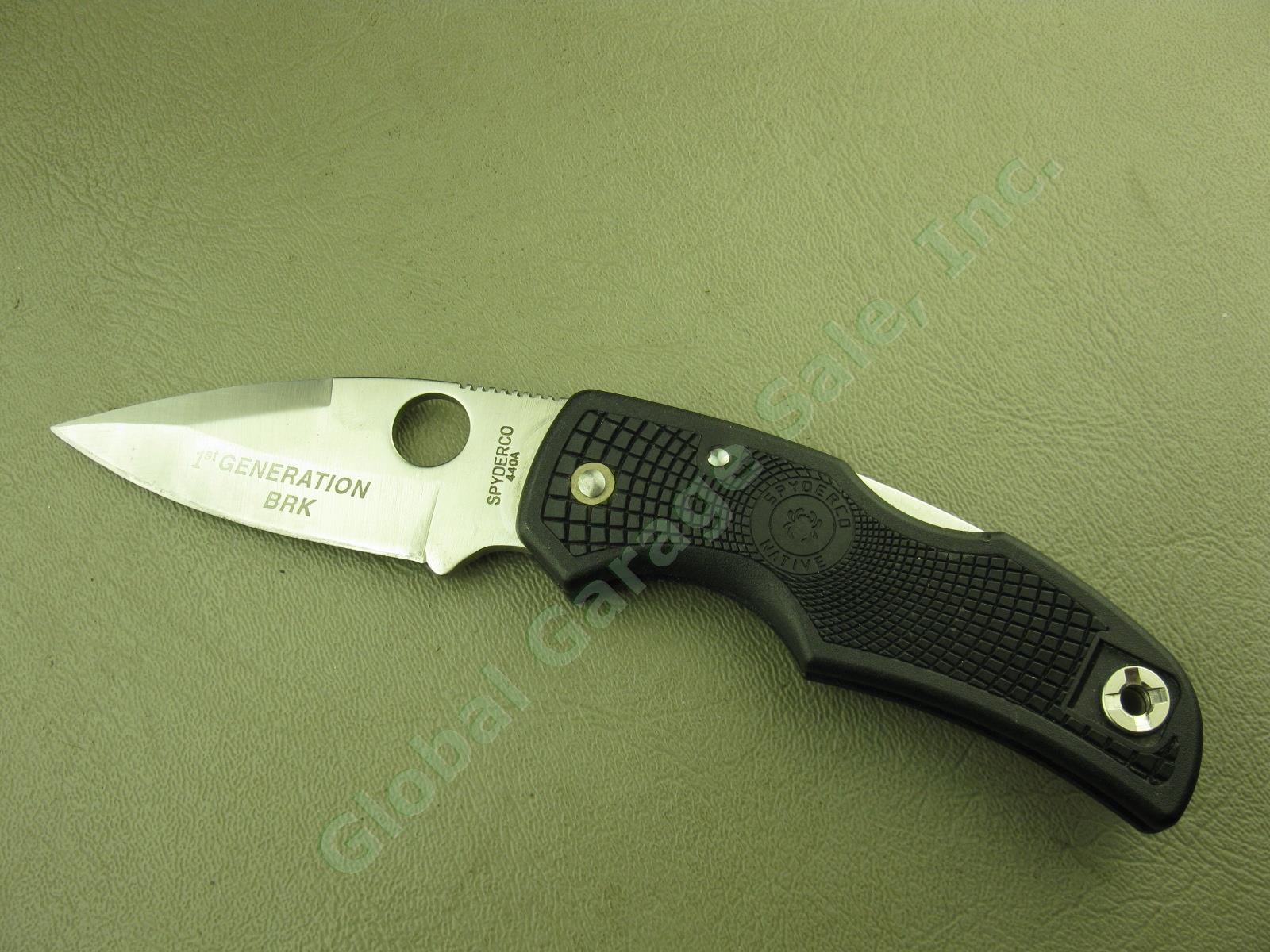 SPYDERCO Native 1st Generation BRK Folding Pocket Knife +Clip Golden CO USA 440A