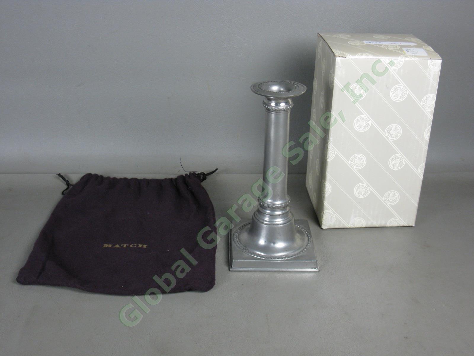 NEW Match Pewter Square Base 8" Candlestick Candle Holder Made In Italy $200 NR!