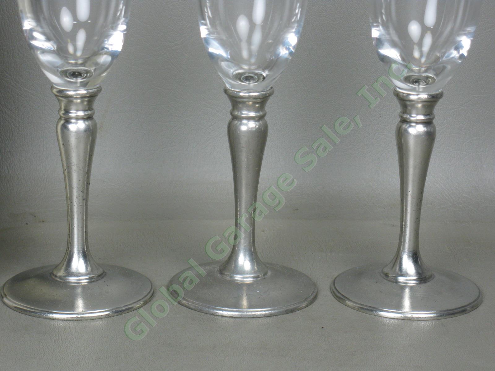 3 NEW Match Pewter 8" Champagne Flutes Glasses Made In Italy $90 Each Retail NR! 2