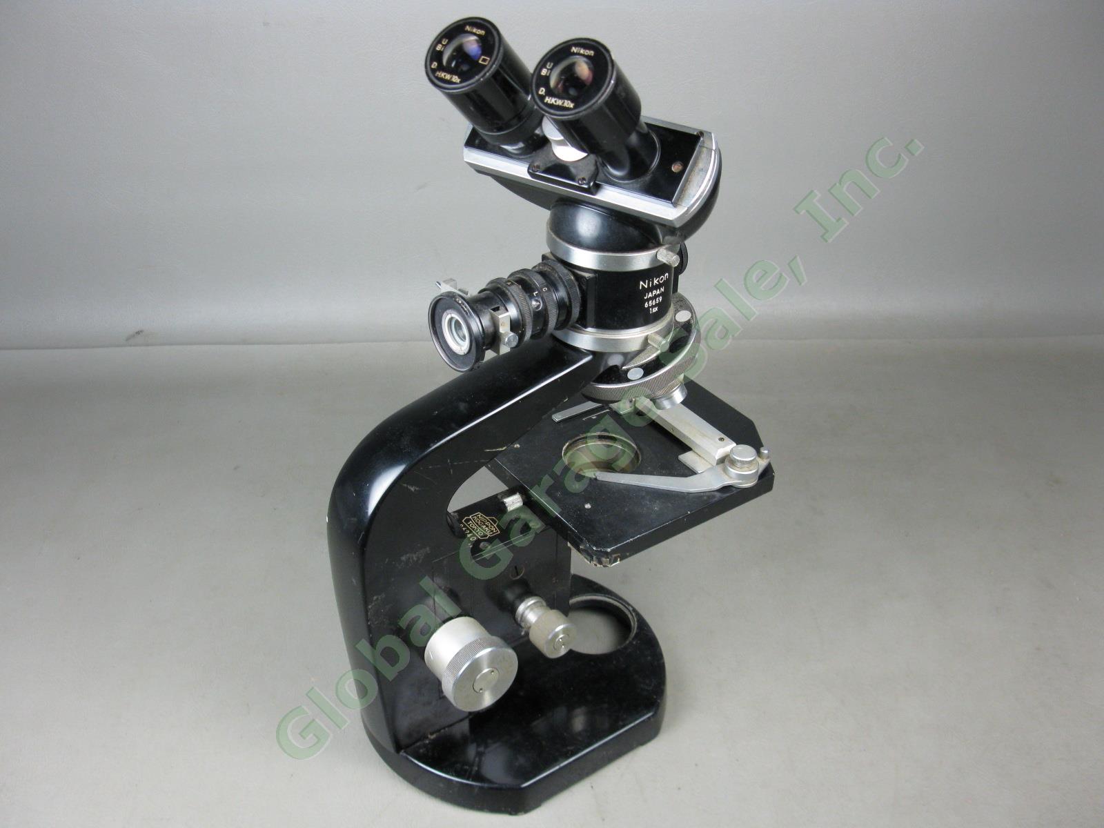Nikon Binocular Microscope 65659 Camera Adapter 3 Objectives Works Nippon Kogaku