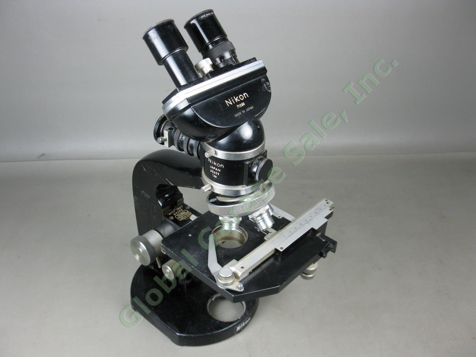 Nikon Binocular Microscope 65659 Camera Adapter 3 Objectives Works Nippon Kogaku 1
