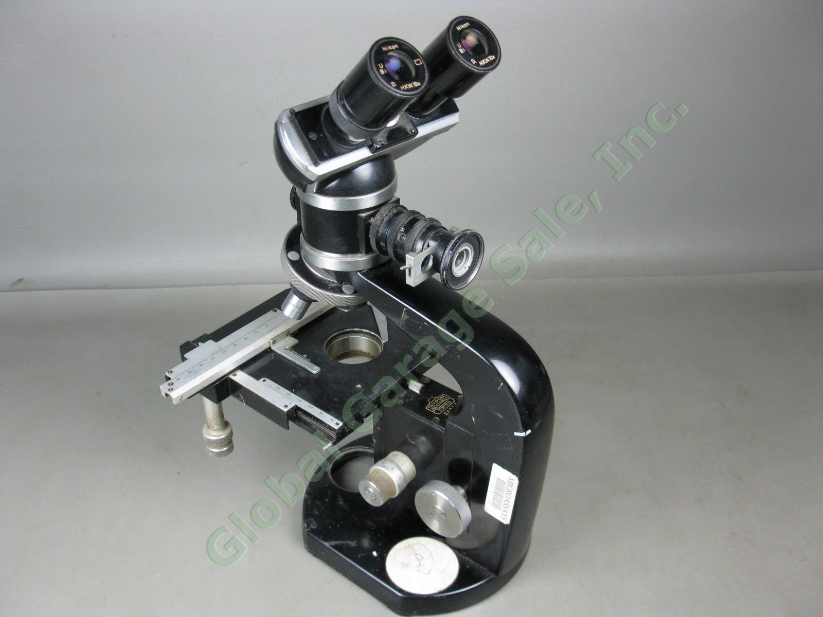Nikon Binocular Microscope 65659 Camera Adapter 3 Objectives Works Nippon Kogaku 3