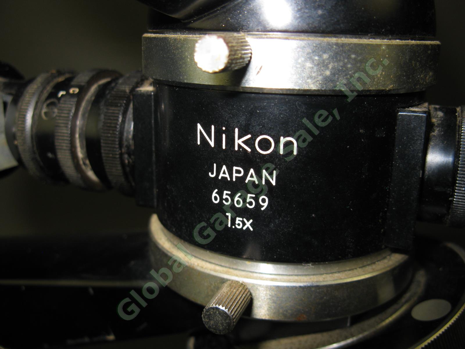 Nikon Binocular Microscope 65659 Camera Adapter 3 Objectives Works Nippon Kogaku 6