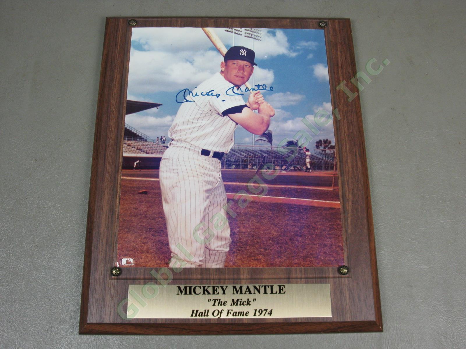 Hand Signed Mickey Mantle NY Yankees 8x10 Photo Plaque w/ COA Spring Training NR