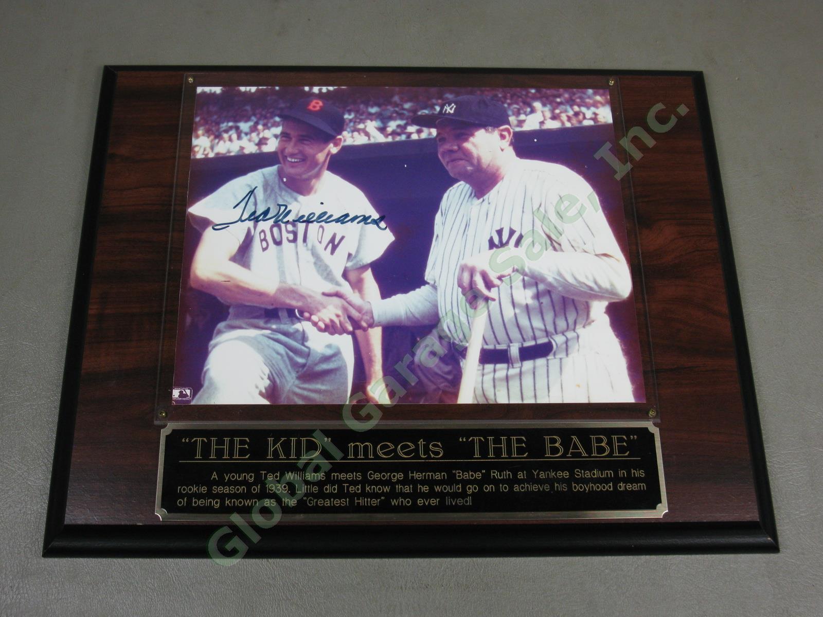 Ted Williams Signed 8x10 Photo Plaque w/ Babe Ruth The Kid Meets The Babe 1939