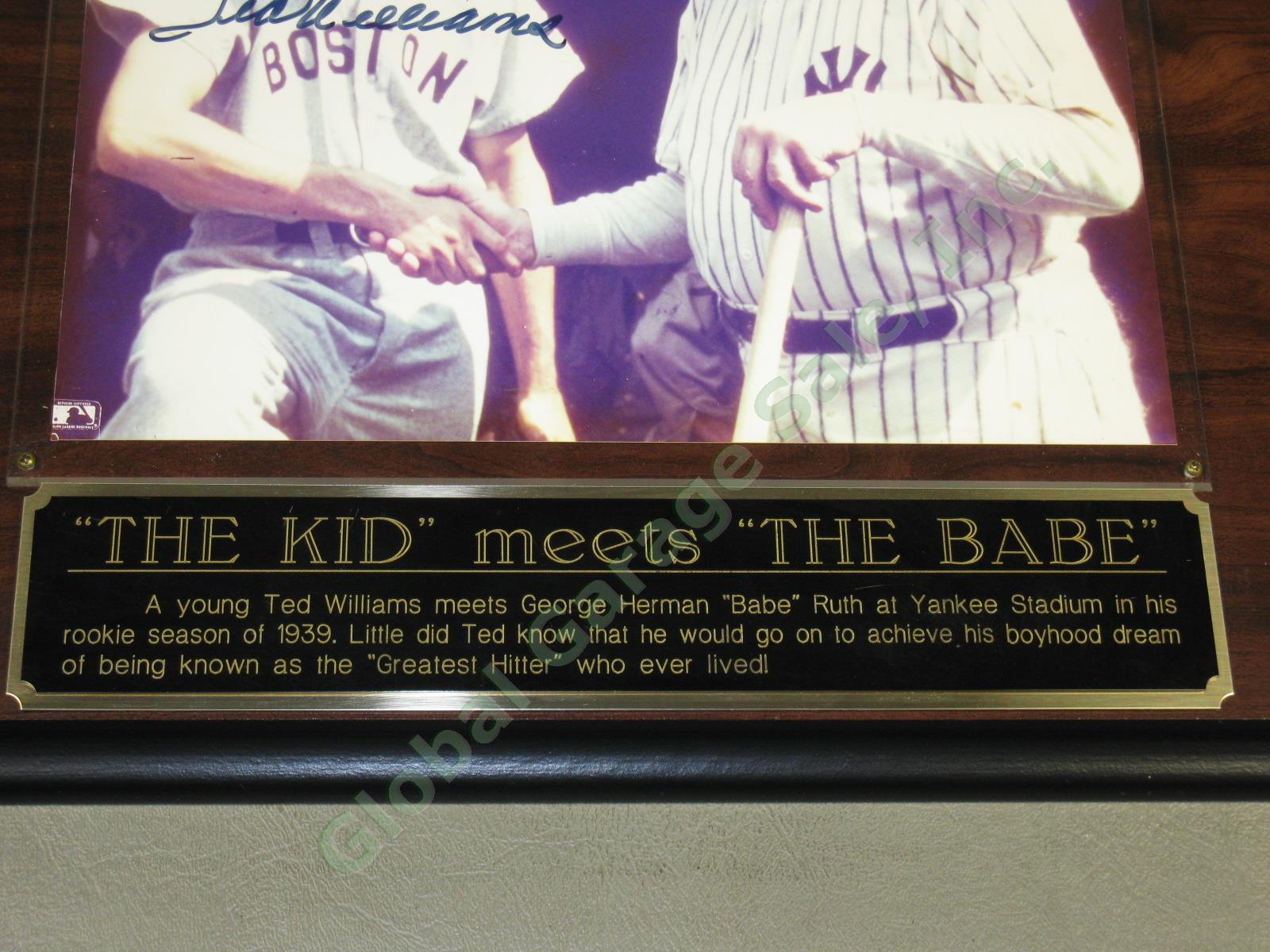 Ted Williams Signed 8x10 Photo Plaque w/ Babe Ruth The Kid Meets The Babe 1939 3