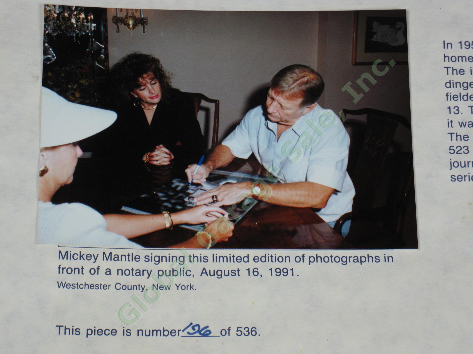 Hand Signed Mickey Mantle 16x20 Photo Limited Edition 196/536 NY Yankees w/COA 5