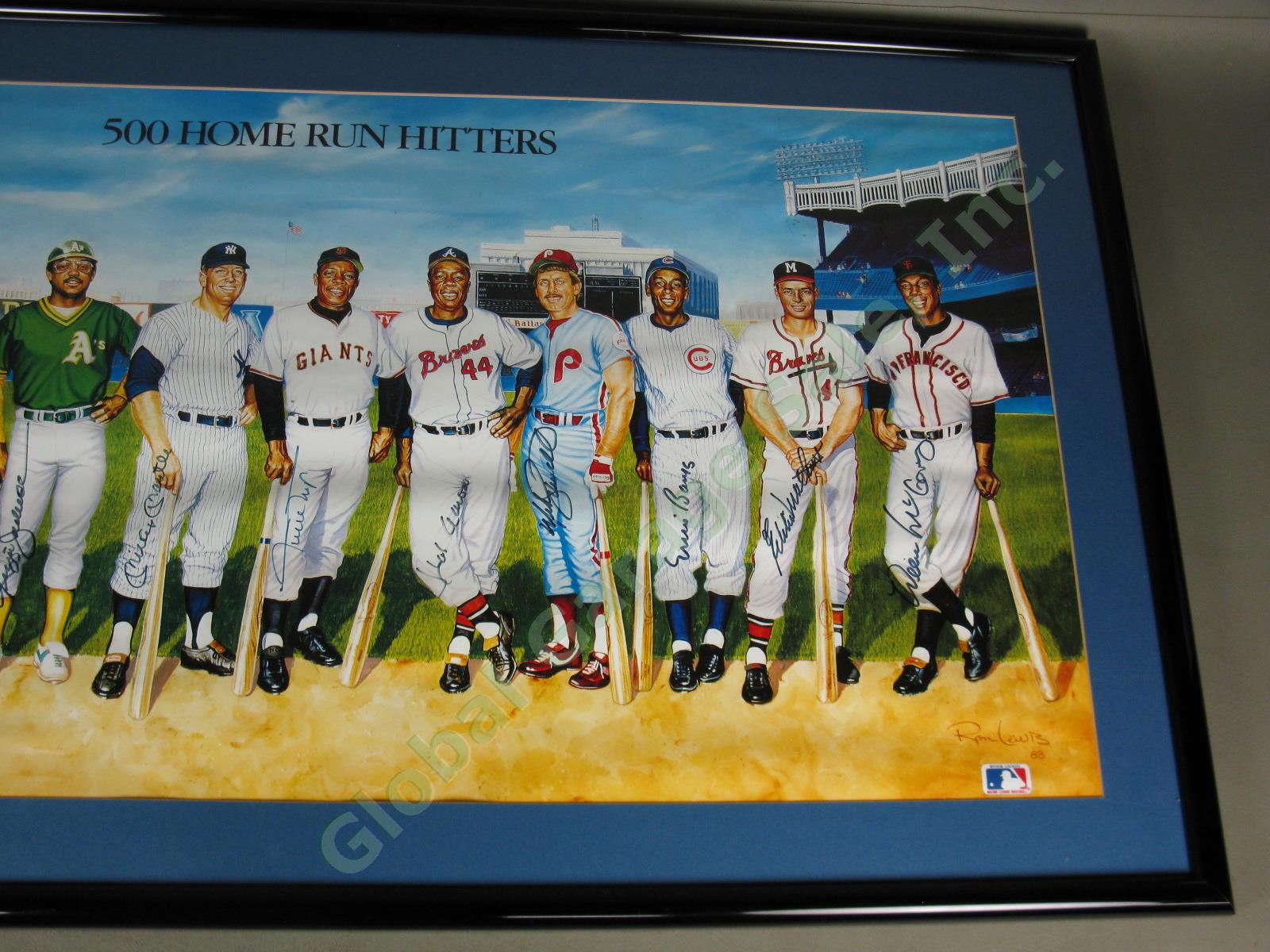 Signed 18"x36" 500 Home Run Hitters Autographed Print 1988 Mantle Mays Aaron NR! 2