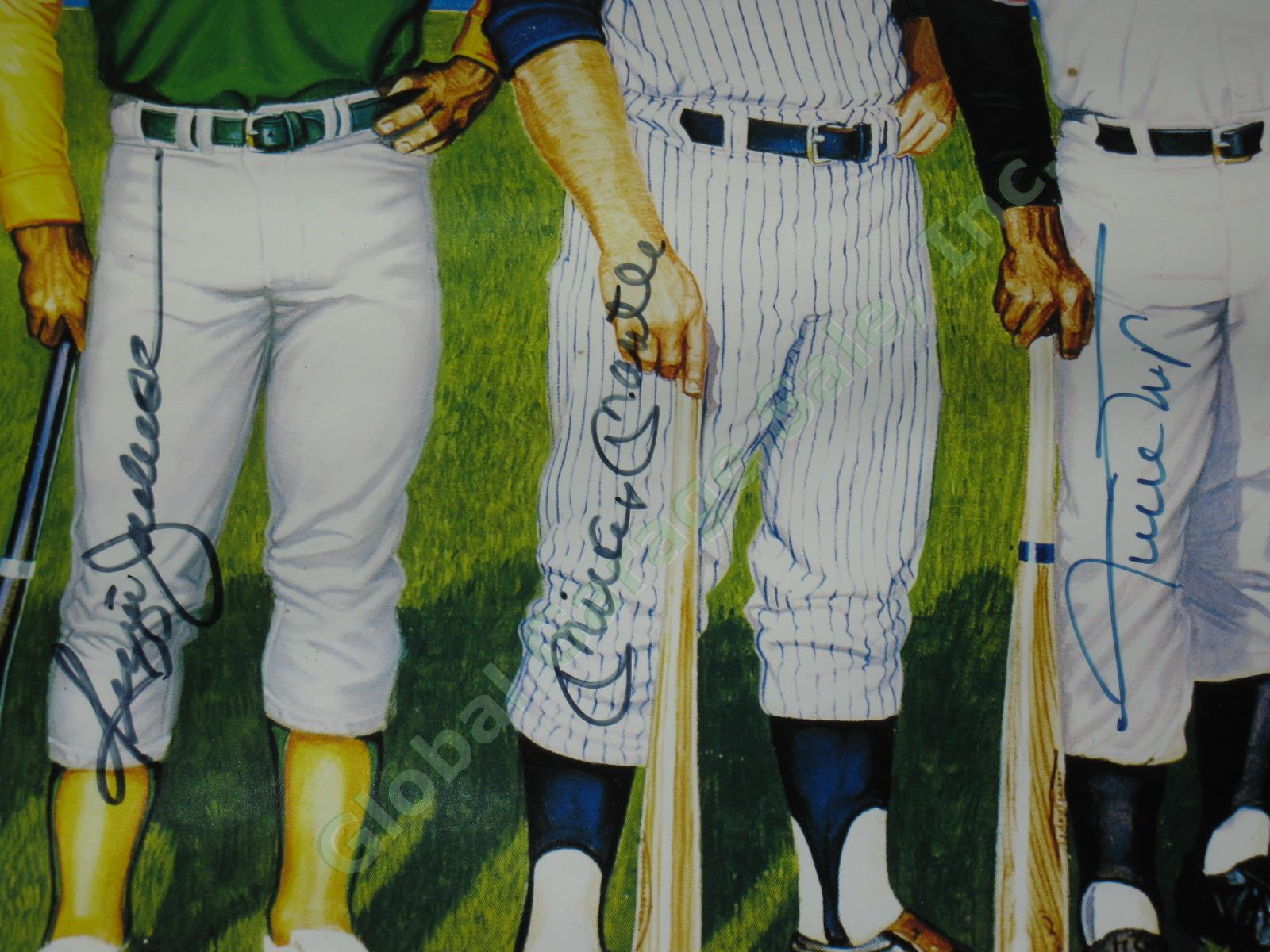 Signed 18"x36" 500 Home Run Hitters Autographed Print 1988 Mantle Mays Aaron NR! 6