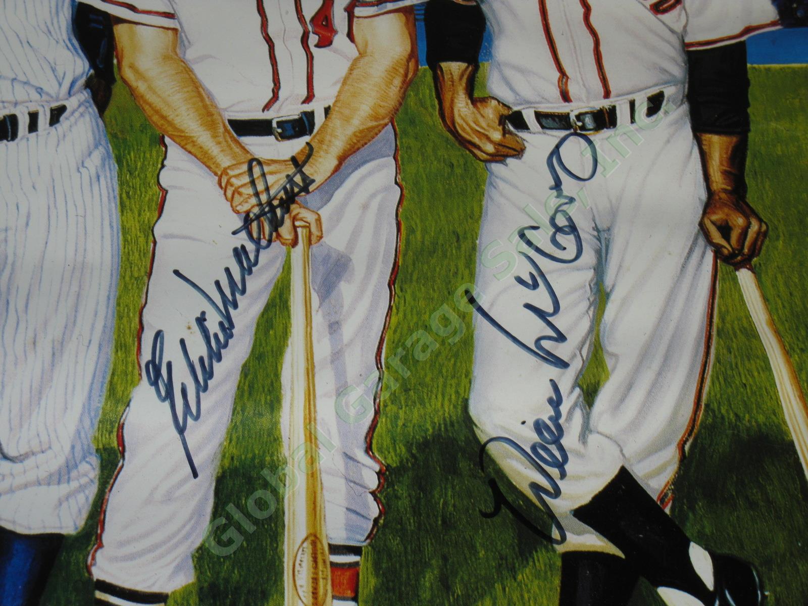 Signed 18"x36" 500 Home Run Hitters Autographed Print 1988 Mantle Mays Aaron NR! 8