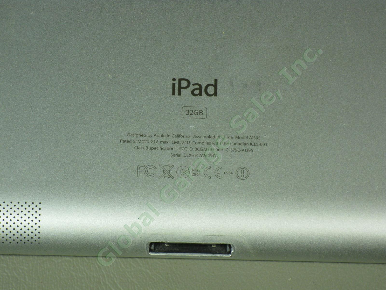 Apple iPad 2 Tablet 32GB Wifi 1 Owner Just Reset Cracked Screen MC770LL/A A1395 7
