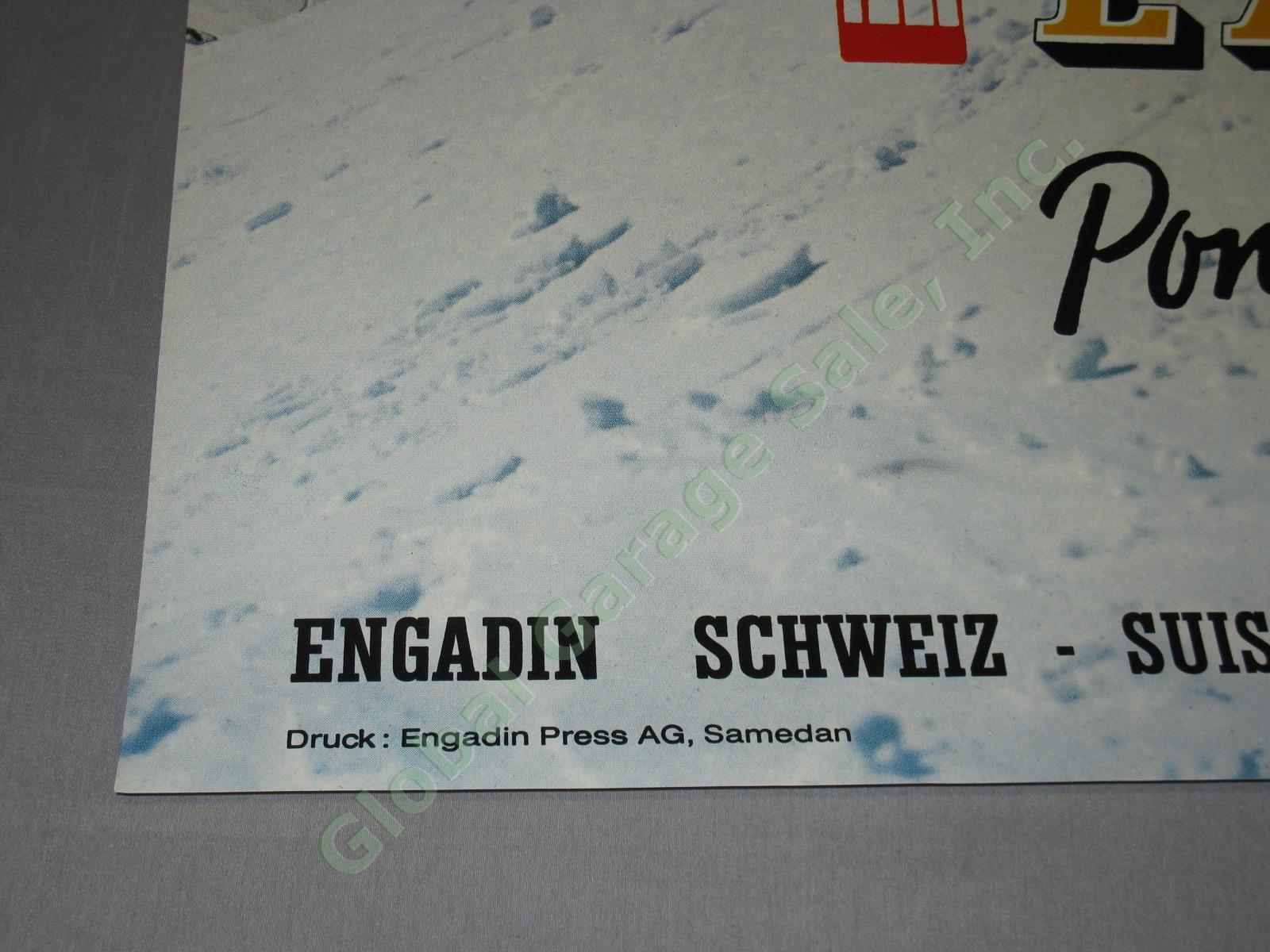 Vtg Orig 1968 Swiss Ski Travel Poster Pontresina Piz Lagalb Engadin Switzerland 4