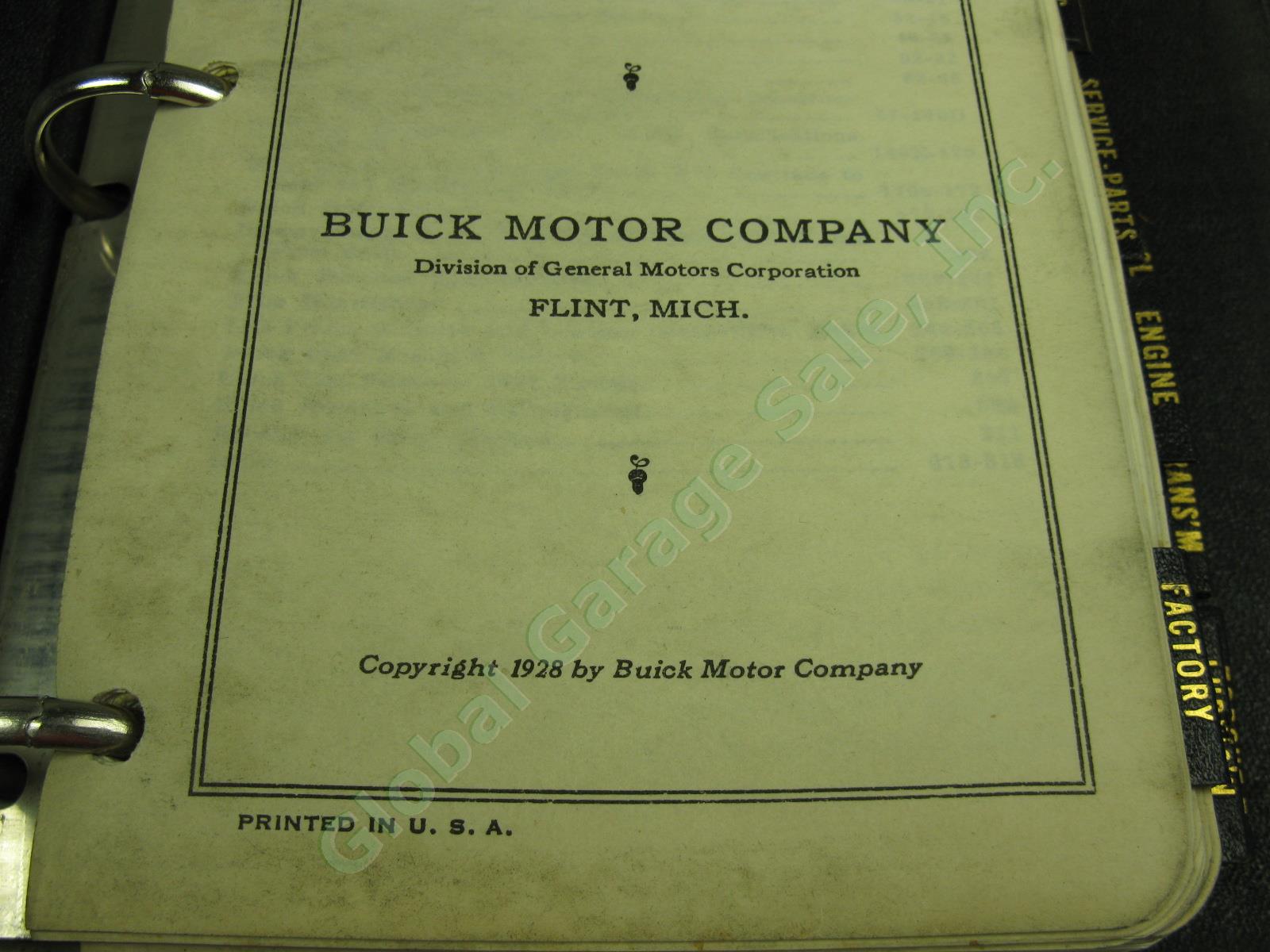Rare Vtg Antique 1928/1929 Buick Motor Company Car Sales Manual Fact Book Binder 3