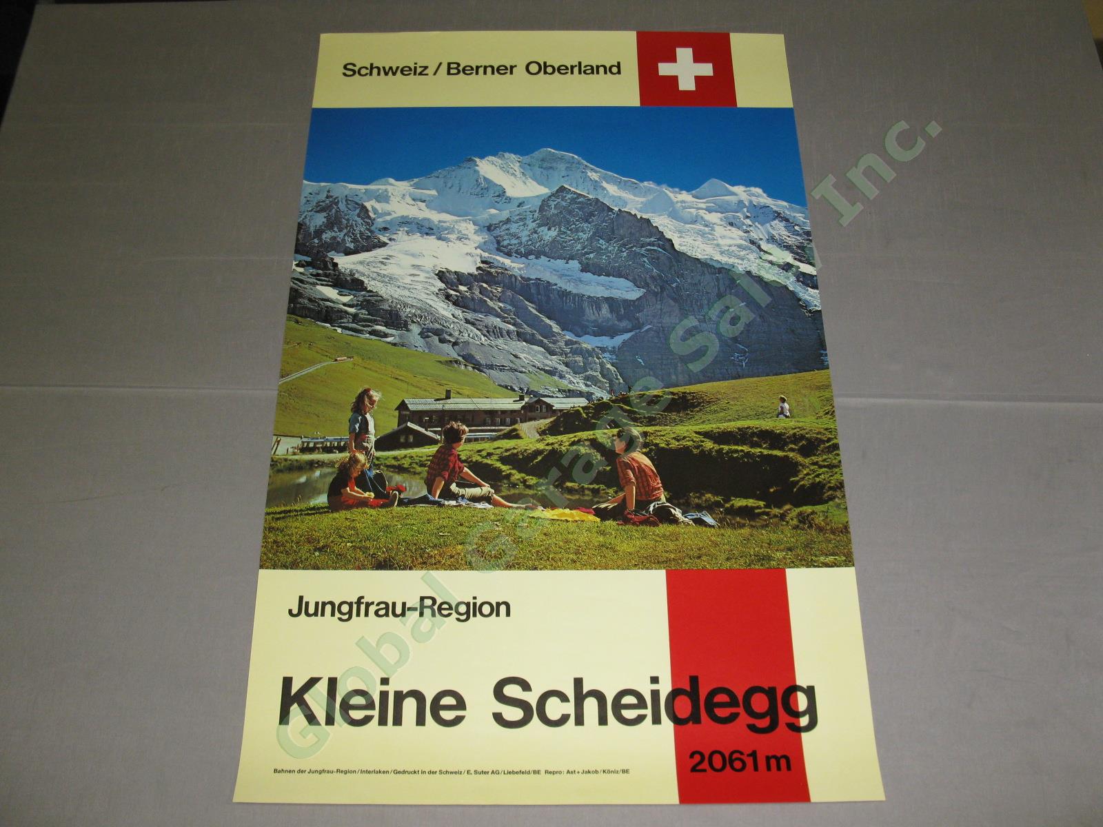 Vtg c.1970 Swiss Travel Poster Cog Railway Kleine Scheidegg Jungfrau Grindelwald