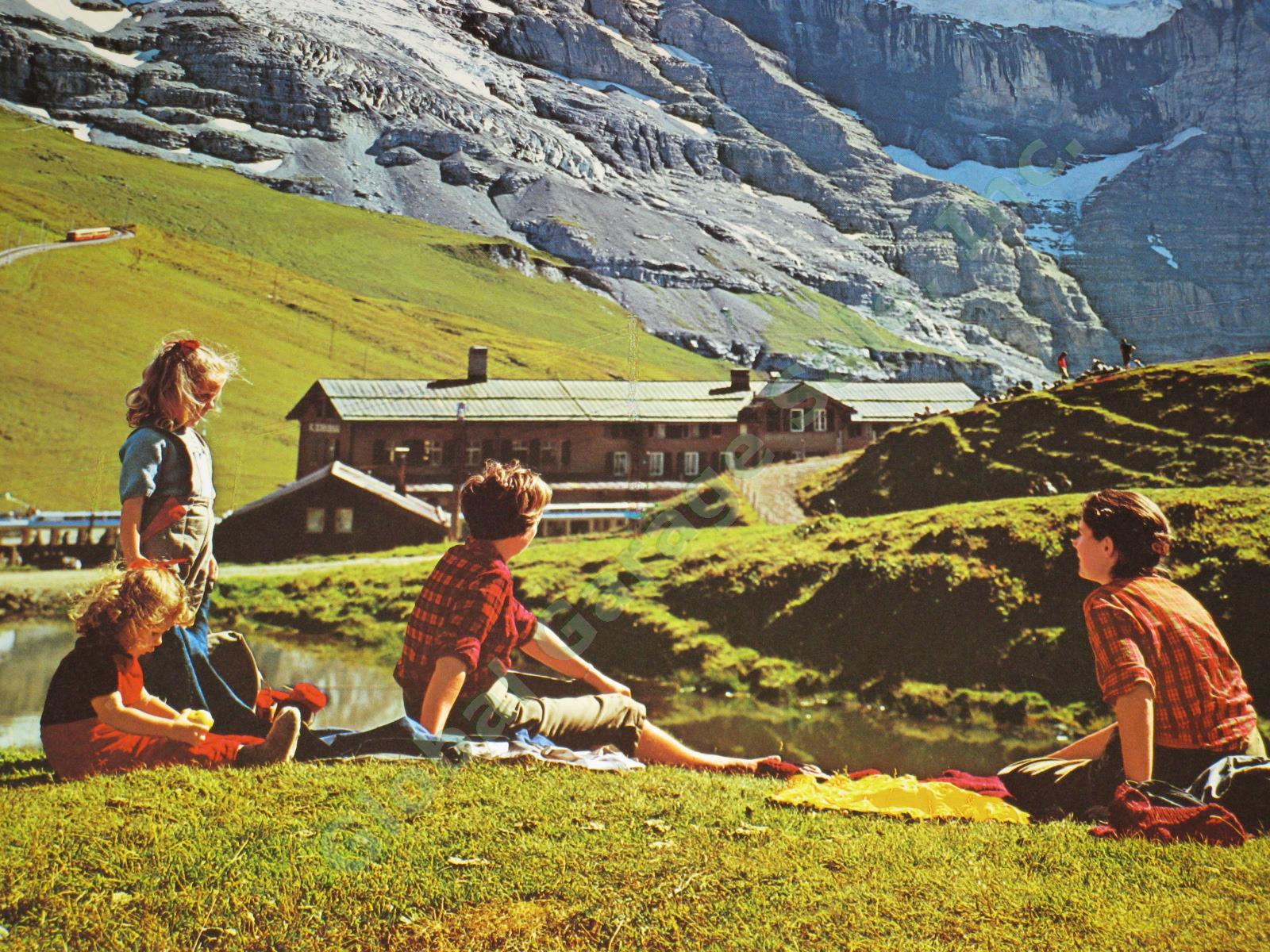 Vtg c.1970 Swiss Travel Poster Cog Railway Kleine Scheidegg Jungfrau Grindelwald 2