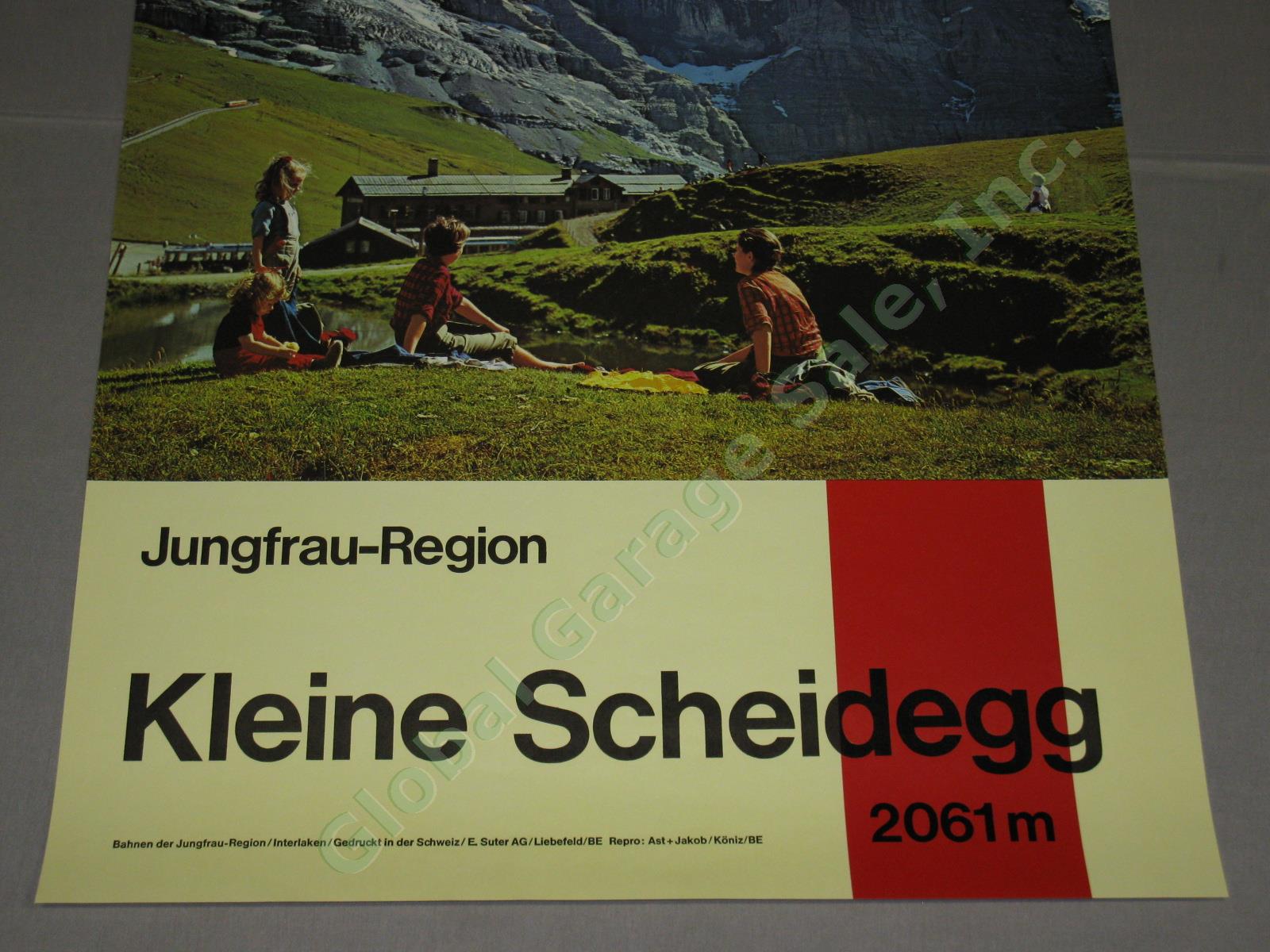 Vtg c.1970 Swiss Travel Poster Cog Railway Kleine Scheidegg Jungfrau Grindelwald 3