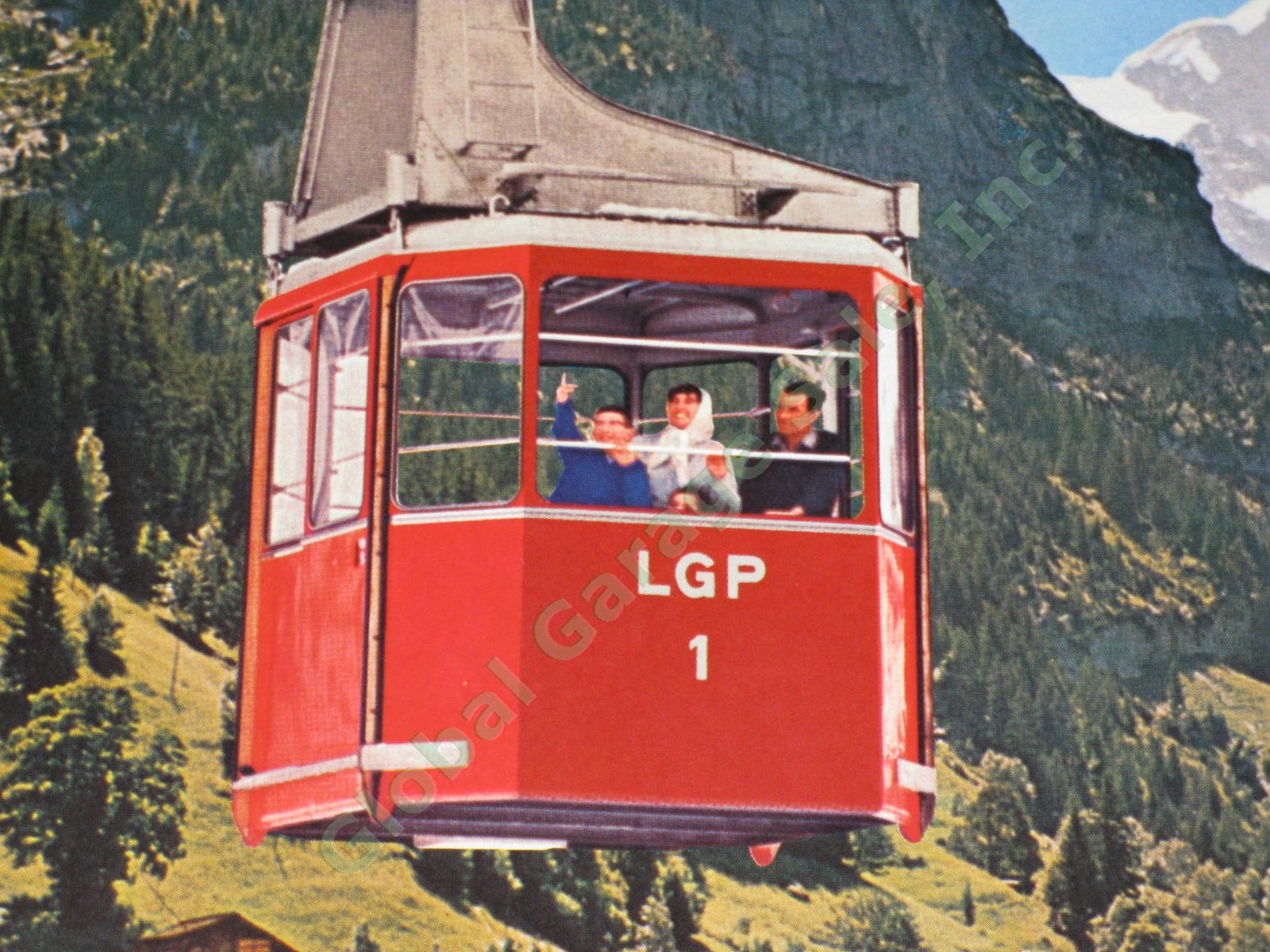 Vtg 1960 Swiss Travel Poster Grindelwald Pfingstegg LGP Cable Car Switzerland NR 2
