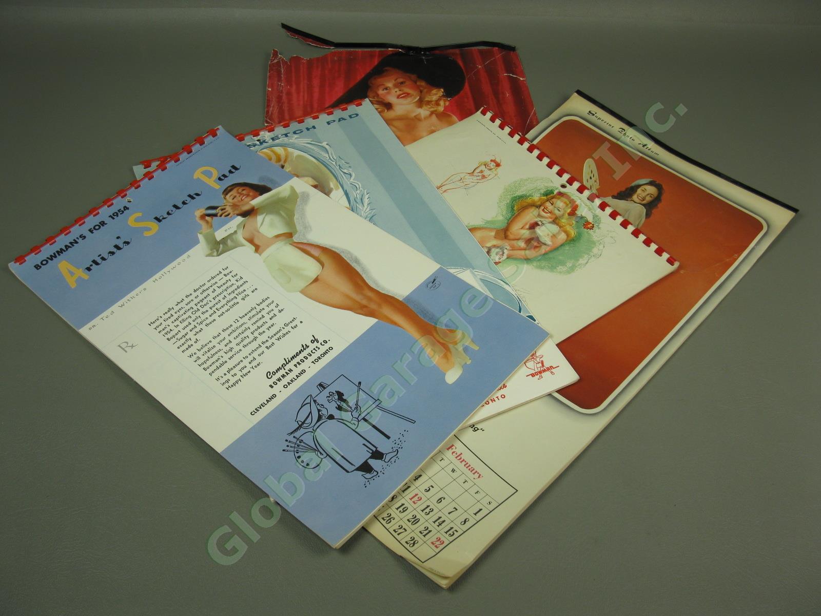 4 Vtg 50s 1950s Sexy Pinup Girls Calendars Lot Artist Sketch Pad Album 