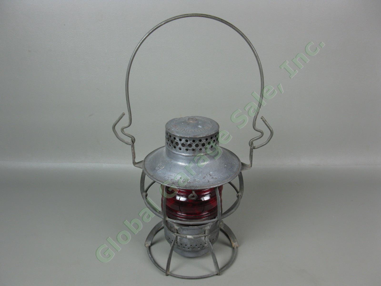 Dressel Arlington PRR Keystone Stamp Railroad Train Lantern W/ Red Fresnel Globe