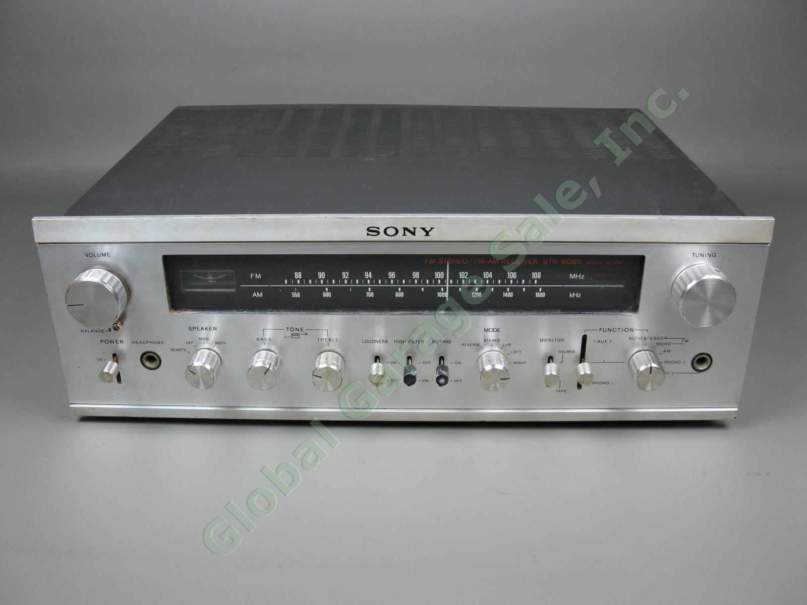Vtg Sony STR-6065 FM/AM Stereo Solid State Silver Face Receiver FM Tested As-Is
