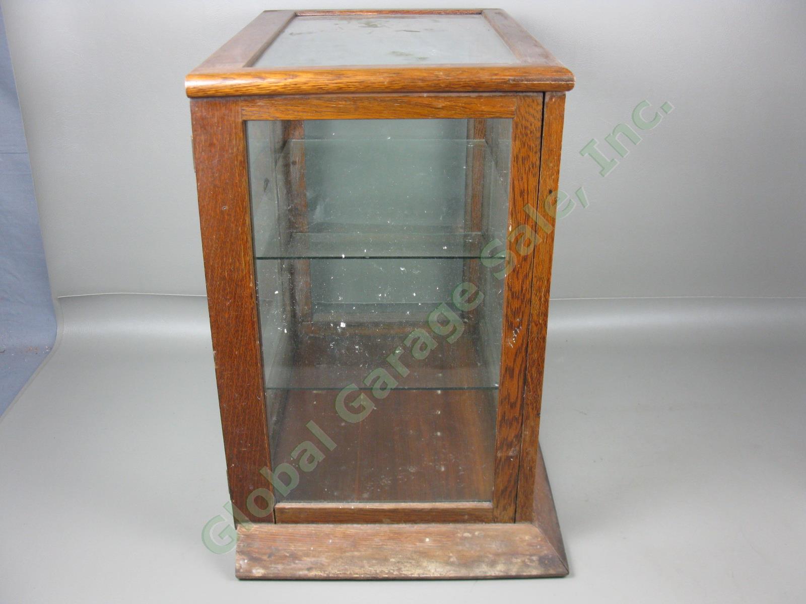 Vtg Antique Wood + Glass Display Show Case Apothecary Tobacconist Watchmaker NR! 2